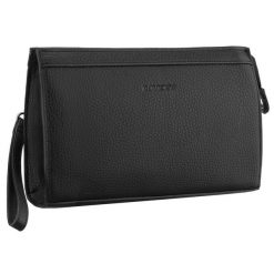 Praktyczna saszetka męska ze skóry ekologicznej w czarnym kolorze z uchwytem do ręki - Rovicky. Czarne torby na ramię męskie ROVICKY, ze skóry ekologicznej, do ręki. Za 69.99 zł.