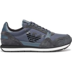 Emporio Armani Tenisówki Niebieski. Niebieskie trampki męskie Emporio Armani, bez wzorów, z materiału, bez zapięcia. Za 865.95 zł.