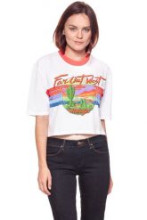 WRANGLER T SHIRT DAMSKI T-SHIRTS CROP 80´S TEE WH W7013EV12 112130880. Białe t-shirty damskie Wrangler, s, bez wzorów, bez kołnierzyka, bez ramiączek. W wyprzedaży za 39.99 zł.