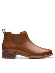 Clarks Sztyblety Havisham Top 26178718 Brązowy. Brązowe botki damskie Clarks, bez wzorów, ze skóry, bez obcasa, na płaskiej podeszwie, bez zapięcia. Za 429.99 zł.