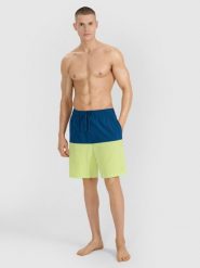 4F Spodenki plażowe męskie - zielone XXL. Zielone szorty męskie 4F, bez wzorów, z materiału, wakacyjne. W wyprzedaży za 59.99 zł.