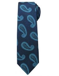 Modny i Elegancki Krawat Alties - Duży Wzór Paisley. Niebieskie krawaty i muchy Alties, bez wzorów, z tkaniny, eleganckie. Za 49.00 zł.