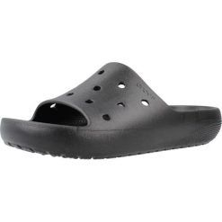 Klapki Crocs Model Classic Slide V2 Kolor Czarny. Czarne klapki damskie Crocs, na lato, bez wzorów, z gumy, z otwartym noskiem, bez obcasa, bez zapięcia. Za 111.99 zł.