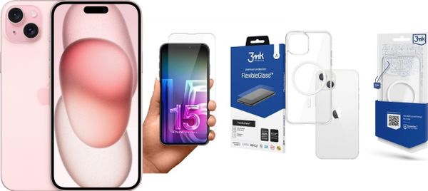 Smartfon Apple iPhone 15 Plus 256GB Pink (MU193) + FlexibleGlass + Etui MagCase. Różowe smartfony Apple. Za 5,551.00 zł.