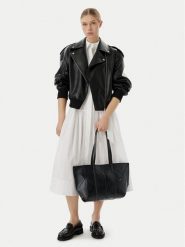 Calvin Klein Torebka Woven Medium Carryall LV04F3548G Czarny. Czarne shopperki damskie Calvin Klein, bez wzorów, ze skóry, bez dodatków. Za 699.99 zł.