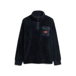 Polarowy sweter z kołnierzem tunisejskim Superdry. Niebieskie swetry męskie Superdry, xl, bez wzorów, z polaru, klasyczne, bez kołnierzyka, bez ramiączek. Za 387.75 zł.