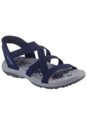 Sandały SKECHERS REGGAE SLIM Niebieski. Niebieskie sandały damskie Skechers, bez wzorów, z materiału, bez obcasa, bez zapięcia. Za 490.00 zł.