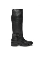 Calvin Klein Kozaki HW0HW02184 Czarny. Czarne kozaki damskie Calvin Klein, bez wzorów, ze skóry, bez obcasa, na płaskiej podeszwie, bez zapięcia. Za 1,199.00 zł.