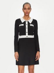 Morgan Sukienka dzianinowa 251-RMAVA Czarny Slim Fit. Czarne sukienki damskie Morgan, m, bez wzorów, z dzianiny, bez kołnierzyka, bez ramiączek. Za 249.99 zł.