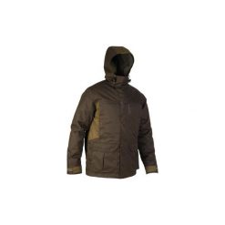 PARKA myśliwska WTP warm 500. Brązowe parki męskie SOLOGNAC, xl, bez wzorów, z materiału, sportowe, bez kołnierzyka, bez kaptura. Za 299.99 zł.