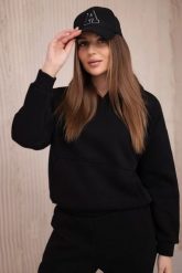 Komplet ocieplany z bluzą wiązaną u dołu czarny. Czarne bluzy damskie KESI, l, bez wzorów, z bawełny, bez ramiączek, bez kaptura. Za 388.89 zł.