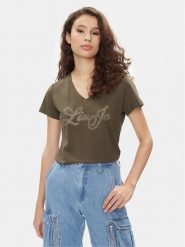Liu Jo T-Shirt MA4337 JS923 Khaki Regular Fit. Brązowe t-shirty damskie Liu Jo, xs, bez wzorów, z bawełny, bez kołnierzyka, bez ramiączek. Za 379.99 zł.