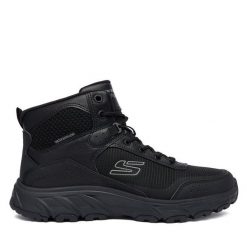 Trekkingi Skechers. Czarne botki męskie Skechers, bez wzorów, sportowe, bez obcasa, bez zapięcia. Za 379.99 zł.