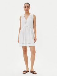 Seafolly Sukienka letnia Beach Basics 52931-DR Biały Regular Fit. Białe sukienki damskie Seafolly, na lato, xs, bez wzorów, z wiskozy, bez kołnierzyka, bez ramiączek. Za 299.99 zł.