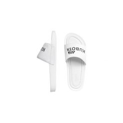 Klapki Kubota Premium Classic White. Białe klapki damskie Kubota, bez wzorów, ze skóry, bez zapięcia. Za 159.99 zł.