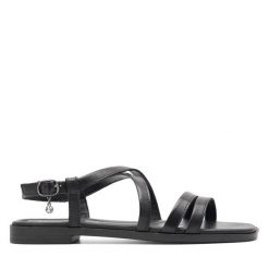 Sandały Lasocki. Czarne sandały damskie Lasocki, bez wzorów, bez obcasa, na płaskiej podeszwie, bez zapięcia. Za 159.99 zł.