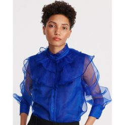 Koszula z organzy - Niebieski. Niebieskie koszule damskie Reserved, bez wzorów, bez kołnierzyka, bez ramiączek. Za 139.99 zł.