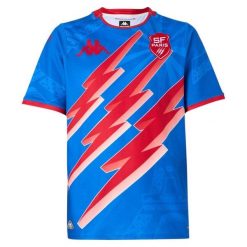 Koszulka wyjazdowa Stade Français 2025/26. Czerwone bluzki damskie Kappa, bez wzorów, sportowe, bez kołnierzyka, bez ramiączek. Za 403.00 zł.