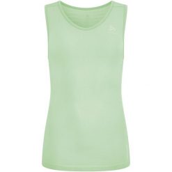Koszulka damska Odlo PERFORMANCE X-LIGHT BL TOP v-neck singlet. Zielone topy damskie ODLO, bez wzorów, bez kołnierzyka, bez ramiączek. W wyprzedaży za 179.99 zł.