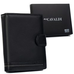 Portfel męski Cavaldi M302BL-PU-6878 czarny. Czarne portfele męskie 4U Cavaldi, bez wzorów, ze skóry ekologicznej. Za 51.99 zł.