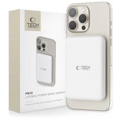 Powerbank Tech-Protect Powerbank LifeMag PB10 z MagSafe 5000mAh 15W port USB-C - biały + kabel USB-C. Białe powerbanki TECH-PROTECT. Za 109.00 zł.