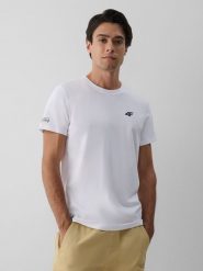 4F T-shirt regular z nadrukiem męski - biały XL. Białe t-shirty męskie 4F, m, bez wzorów, z bawełny, bez kołnierzyka, bez ramiączek. Za 59.99 zł.