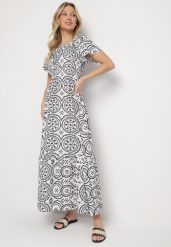 Czarno-Biała Rozkloszowana Sukienka z Bawełną i Abstrakcyjnym Wzorem Ldivoria. Czarne sukienki damskie Born2be, na imprezę, m, bez wzorów, z bawełny, eleganckie, bez kołnierzyka, bez ramiączek, maxi, rozkloszowane. Za 64.99 zł.