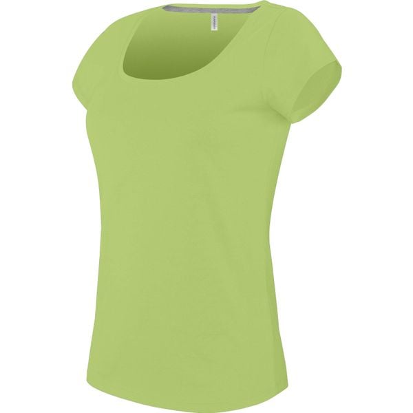 Koszulka damska Kariban Col Bateau. Zielone koszulki sportowe damskie KARIBAN, bez wzorów, z bawełny, bez ramiączek. Za 65.00 zł.