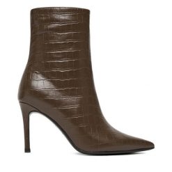 Botki Eva Minge. Brązowe botki damskie Eva Minge, bez wzorów, bez obcasa, na szpilce, bez zapięcia. Za 359.99 zł.