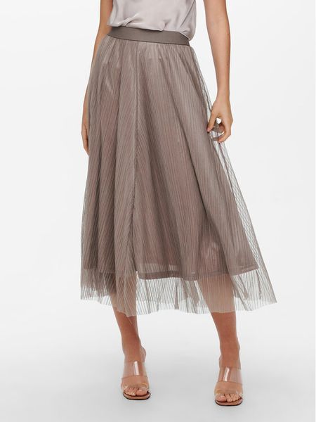 ONLY Spódnica midi 15214303 Brązowy Regular Fit. Brązowe spódnice damskie ONLY, l, bez wzorów, z syntetyku, midi. Za 129.99 zł.