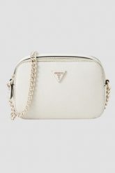 GUESS Biała kopertówka damska Noelle II. Białe torebki do ręki damskie Guess, z aplikacjami, ze skóry ekologicznej, bez dodatków. W wyprzedaży za 419.99 zł.