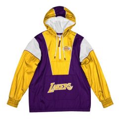 Kurtka z dresu Los Angeles Lakers. Fioletowe kurtki męskie Mitchell & Ness, bez wzorów, z dresówki, sportowe, bez kaptura. Za 517.00 zł.