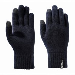 Rękawiczki dzianinowe do ekranów dotykowych Jack Wolfskin RIB GLOVE. Niebieskie rękawiczki męskie Jack Wolfskin, na jesień, bez wzorów, z dzianiny. Za 89.00 zł.