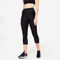 Legginsy fitness damskie Domyos krótkie. Czarne legginsy damskie DOMYOS, bez wzorów, z elastanu. Za 79.99 zł.