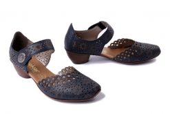 RIEKER 43753-14 blue, czółenka damskie. Niebieskie czółenka damskie Rieker, na lato, bez wzorów, bez obcasa, na obcasie, bez zapięcia. Za 271.92 zł.