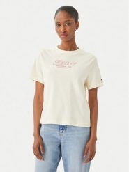 Tommy Hilfiger T-Shirt Logo Interlock WW0WW48707 Beżowy jasny Regular Fit. Brązowe t-shirty damskie Tommy Hilfiger, m, bez wzorów, z bawełny, bez kołnierzyka, bez ramiączek. Za 209.99 zł.