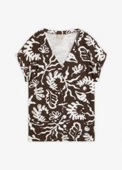 T-shirt z czystej bawełny organicznej. Brązowe t-shirty damskie bonprix, bez wzorów, z bawełny, bez kołnierzyka, bez ramiączek. Za 52.99 zł.