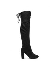 DeeZee Kozaki HX22071-12 Czarny. Czarne kozaki damskie DeeZee, bez wzorów, z materiału, bez obcasa, na szpilce, bez zapięcia. Za 229.99 zł.
