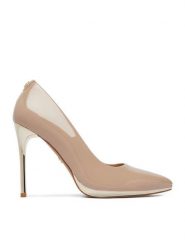 Nine West Szpilki EO-CD25-218-1 Beżowy. Brązowe szpilki damskie Nine West, bez wzorów, z materiału, bez obcasa, na szpilce, bez zapięcia. Za 289.99 zł.