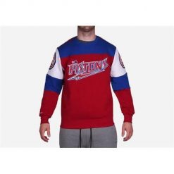 Bluzy sportowa męska Mitchell & Ness Detroit Pistons. Czerwone bluzy sportowe męskie Mitchell & Ness, m, bez wzorów, bez kaptura. Za 515.00 zł.
