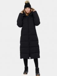 Płaszcz Zimowy Damski Fundango Meganne. Czarne płaszcze damskie FUNDANGO, na zimę, l, bez wzorów, z futra, eleganckie, bez kołnierzyka. Za 599.90 zł.