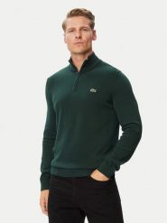 Lacoste Sweter AH1980 Zielony ciemny Classic Fit. Zielone swetry męskie Lacoste, m, bez wzorów, z bawełny, bez kołnierzyka, bez ramiączek. Za 664.99 zł.