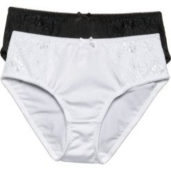 Figi maxi (2 pary). Białe majtki damskie bonprix, z koronki. Za 49.98 zł.