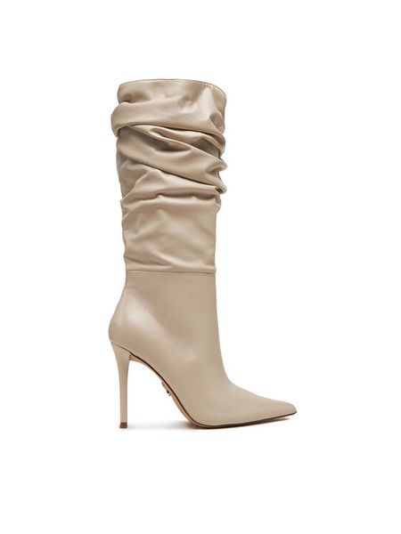 Steve Madden Kozaki Schmooze SM11003453 Écru. Kozaki damskie Steve Madden, bez wzorów, ze skóry, bez obcasa, na szpilce, bez zapięcia. Za 669.99 zł.