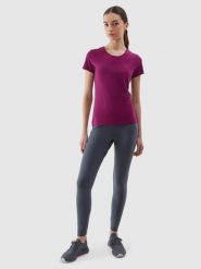 4F Legginsy dzianinowe damskie - szare M. Szare legginsy damskie 4F, bez wzorów, z bawełny. W wyprzedaży za 39.99 zł.