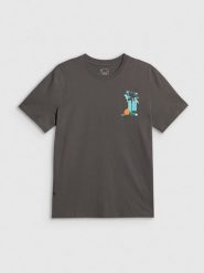 4F T-shirt regular z nadrukiem męski - szary L. Szare t-shirty męskie 4F, l, bez wzorów, z bawełny, bez kołnierzyka, bez ramiączek. Za 69.99 zł.