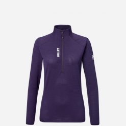 Bluza damska trekkingowa lekka MILLET Parmelan Light Fleece Po W. Fioletowe bluzy damskie Millet, s, bez wzorów, z materiału, bez ramiączek, bez kaptura. Za 179.00 zł.