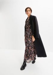 Długa sukienka. Czarne sukienki damskie bonprix, bez wzorów, bez kołnierzyka, bez ramiączek, maxi. Za 159.99 zł.