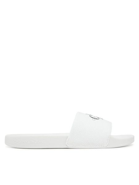 Calvin Klein Jeans Klapki Slide Monogram Cv YM0YM01271 Biały. Białe klapki męskie Calvin Klein Jeans, bez wzorów, z jeansu, bez zapięcia. Za 109.99 zł.