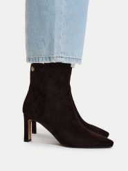 Nine West Botki EO-LB756192-1 Brązowy. Brązowe botki damskie Nine West, bez wzorów, z materiału, bez obcasa, na słupku, bez zapięcia. Za 329.99 zł.